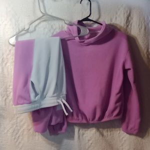 TEK GEAR Girls Large 10/12 Pink Sweat Outfit. Top and Bottom, polyester